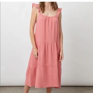 Rails Capri Tiered Midi Dress Dark Pink Vacation Casual Womens L